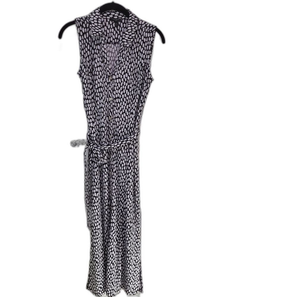 Talbots Black and White Sleeveless Maxi Dress - Medium Petite